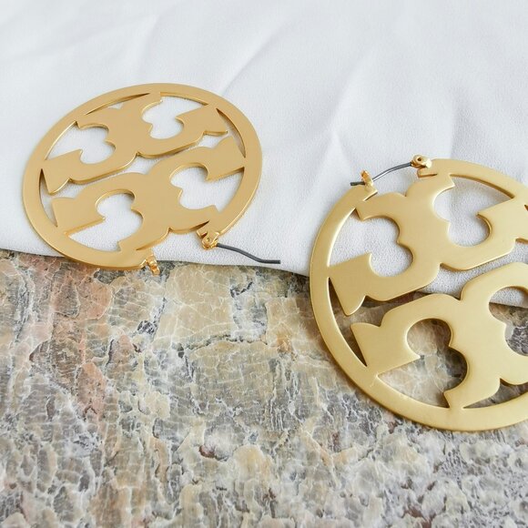 Tory Burch | Gold Miller Statement Hoop Earrings AUTHENTIC - Picture 3 of 3